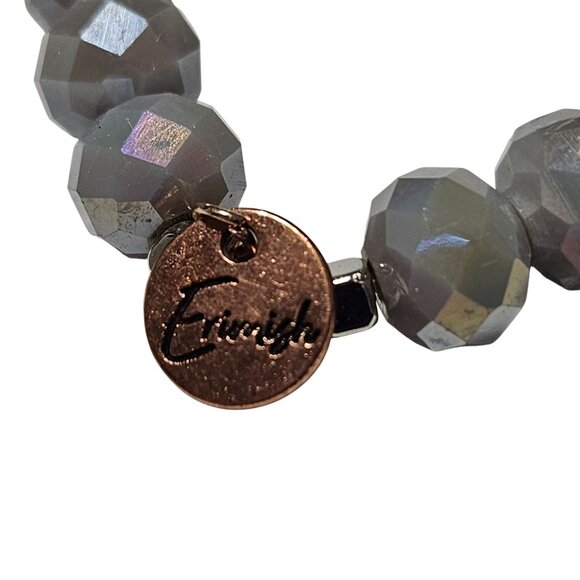 Elegant Faceted Gray Beaded Stretch Bracelet Rose Gold Accents Fashion Jewelry - Picture 2 of 4